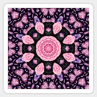 Crystal Hearts and Flowers Valentines Kaleidoscope pattern (Seamless) 23 Sticker